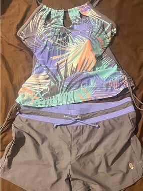 Free Country Women's Tankini, 2 Piece, Patterned Size XXL (16 top) (18 bottom)